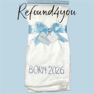Logan & Lilly - ‘Born 2026 - blue’ Baby Blanket. NWT. Firm!